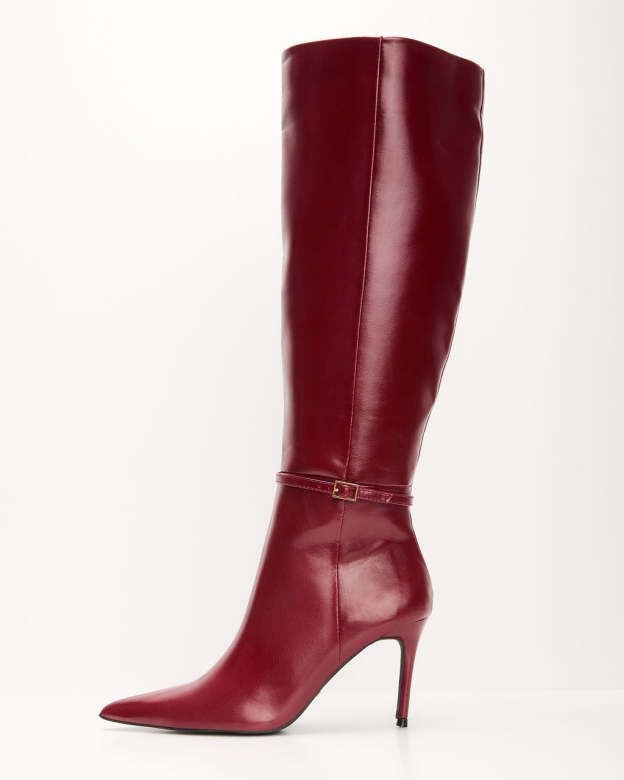 Violetta Patent Leather Heeled Knee High Boots-Matylis