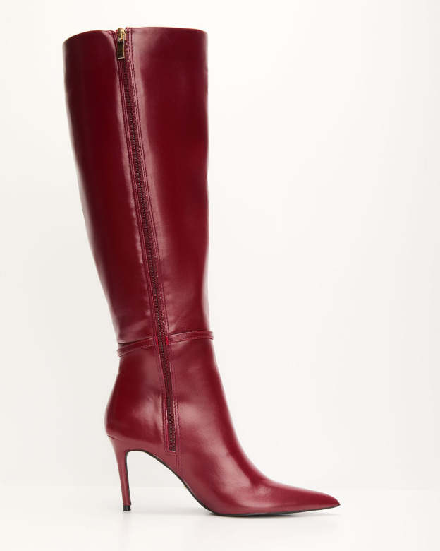 Violetta Patent Leather Heeled Knee High Boots-Matylis