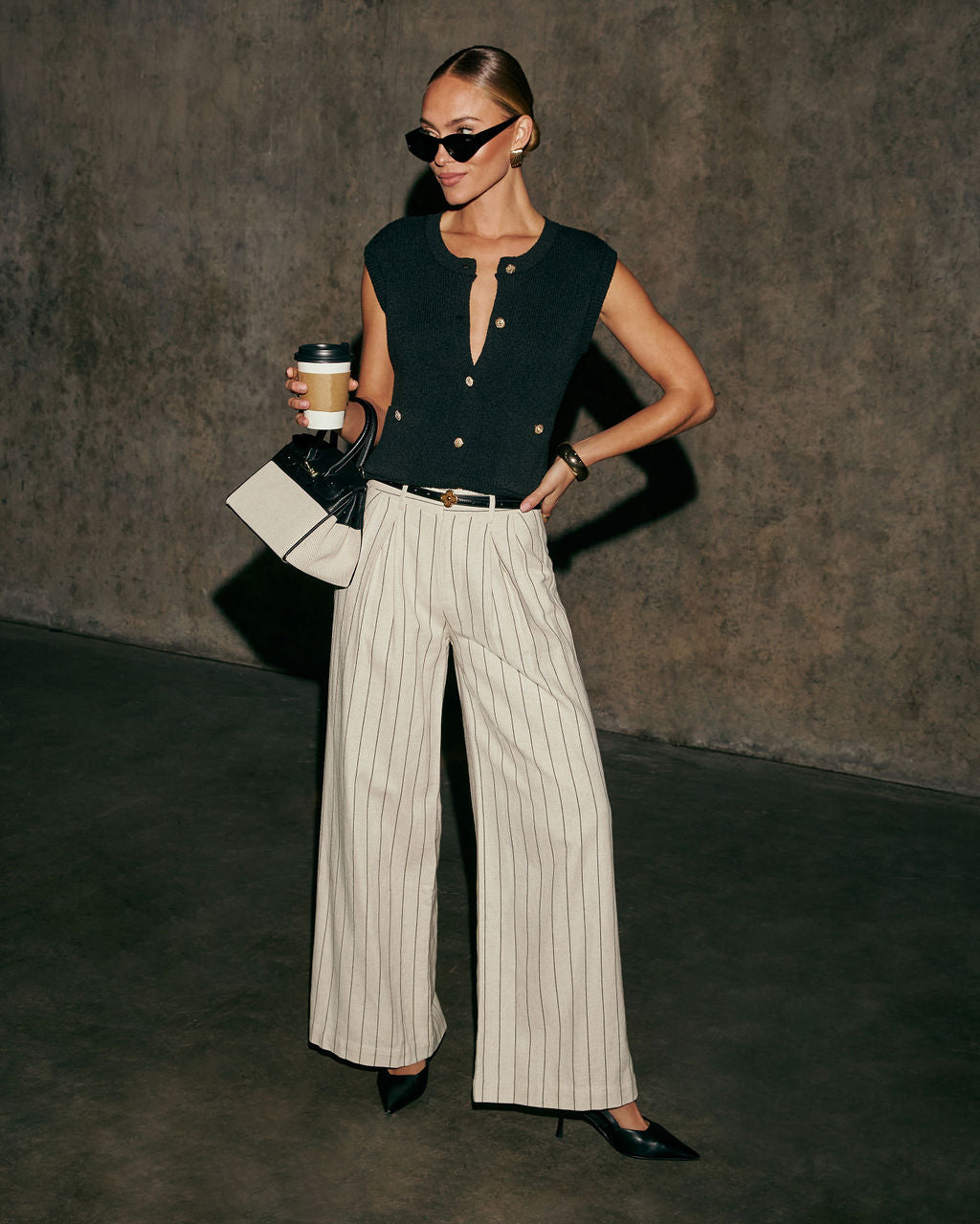 Verra Wide Leg Striped Pants-Matylis