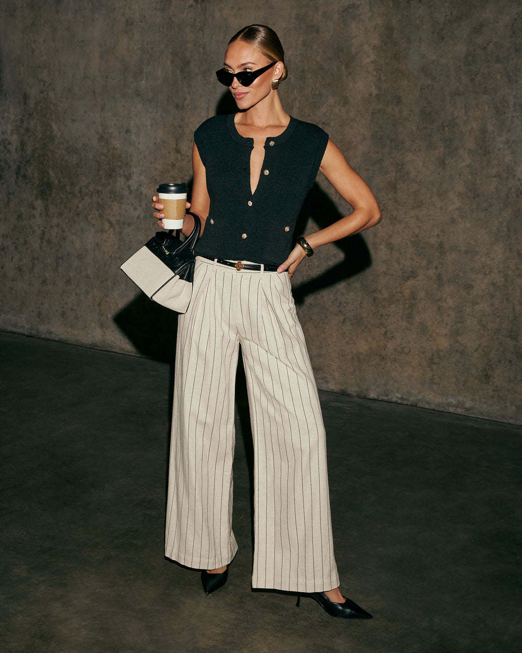 Verra Wide Leg Striped Pants-Matylis