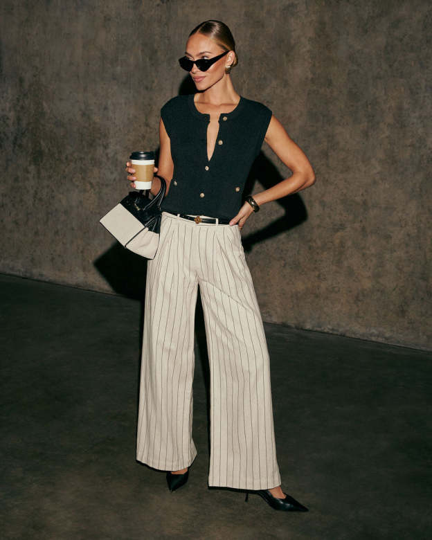 Verra Wide Leg Striped Pants-Matylis