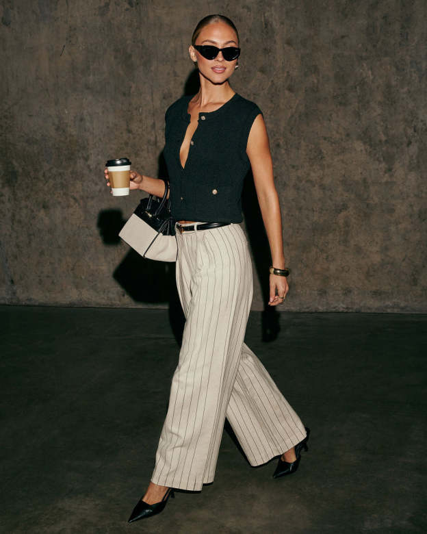 Verra Wide Leg Striped Pants-Matylis