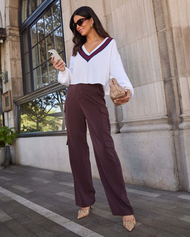 The Feels Cropped Varsity Sweater-Matylis