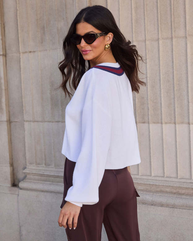 The Feels Cropped Varsity Sweater-Matylis