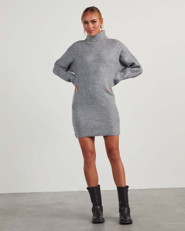 Uptown Girl Mock Neck Sweater Dress-Matylis