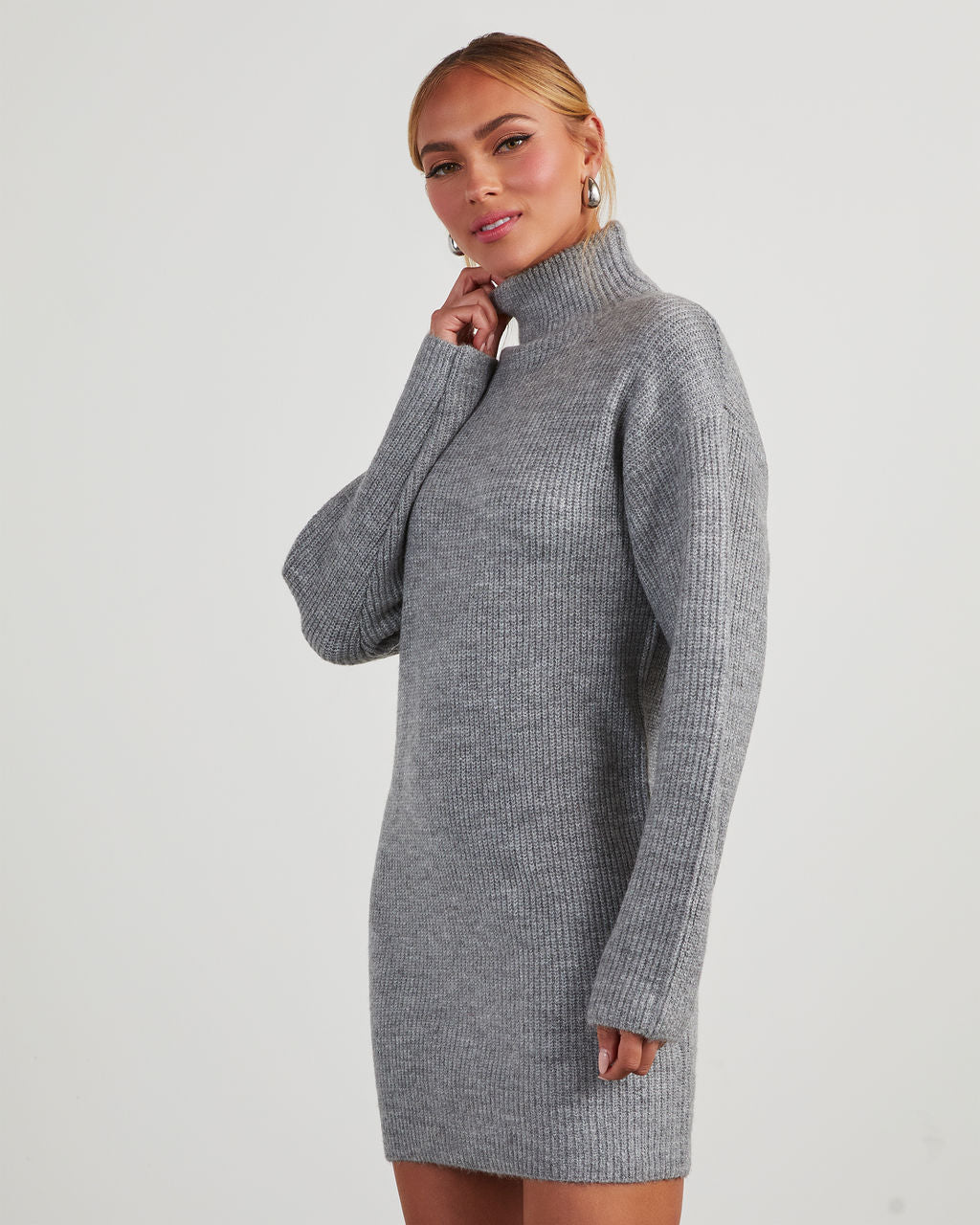 Uptown Girl Mock Neck Sweater Dress-Matylis