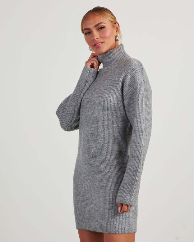 Uptown Girl Mock Neck Sweater Dress-Matylis