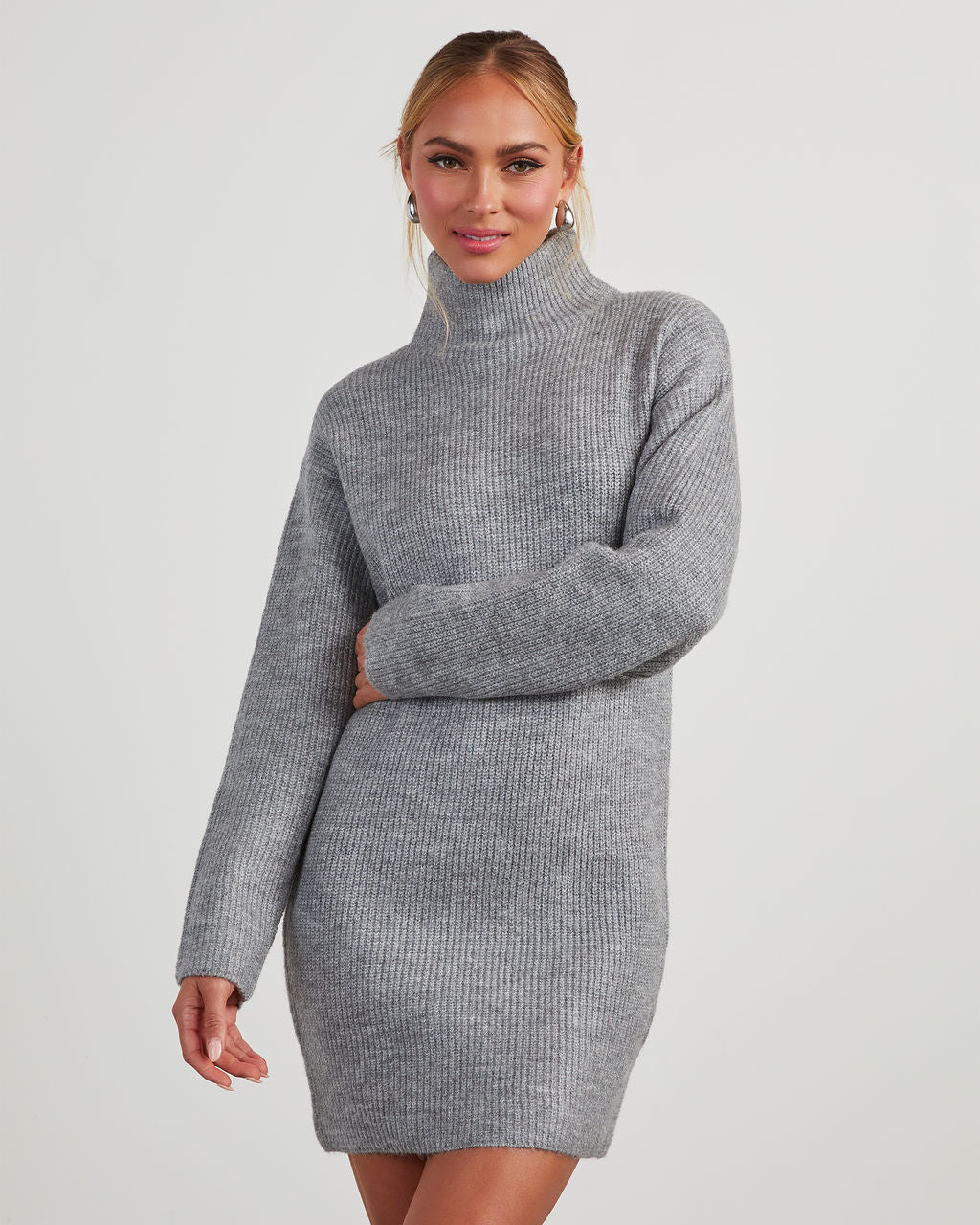 Uptown Girl Mock Neck Sweater Dress-Matylis