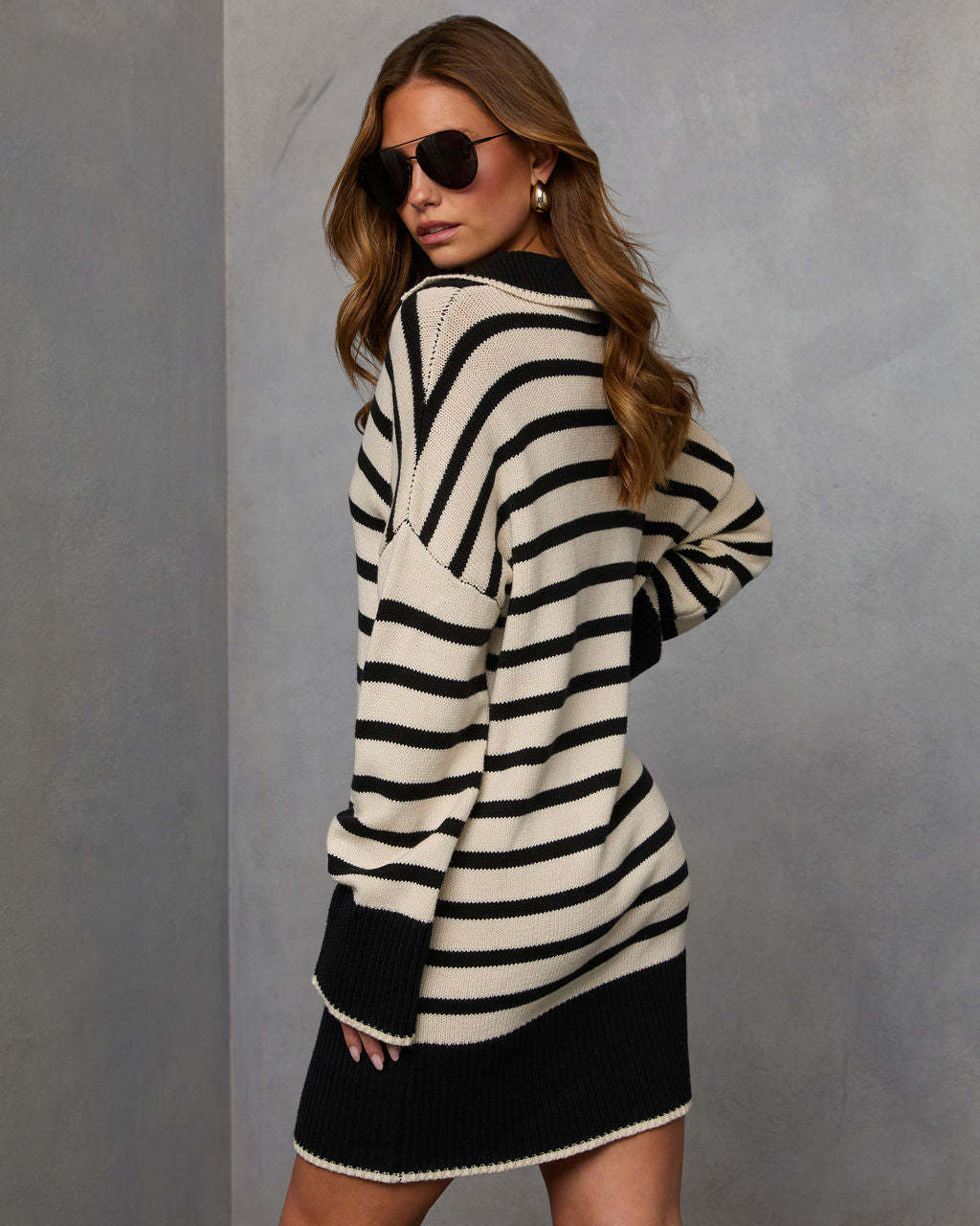 Tipton Striped Mini Sweater Dress-Matylis