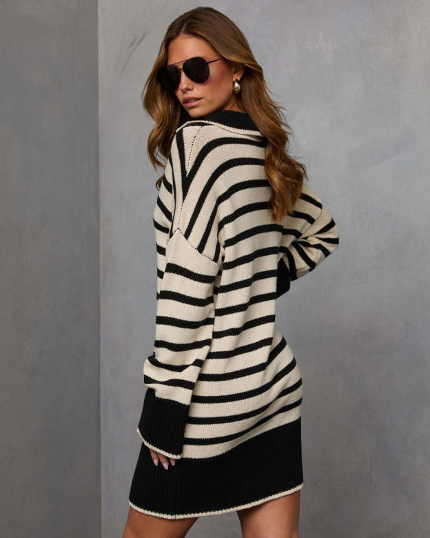 Tipton Striped Mini Sweater Dress-Matylis