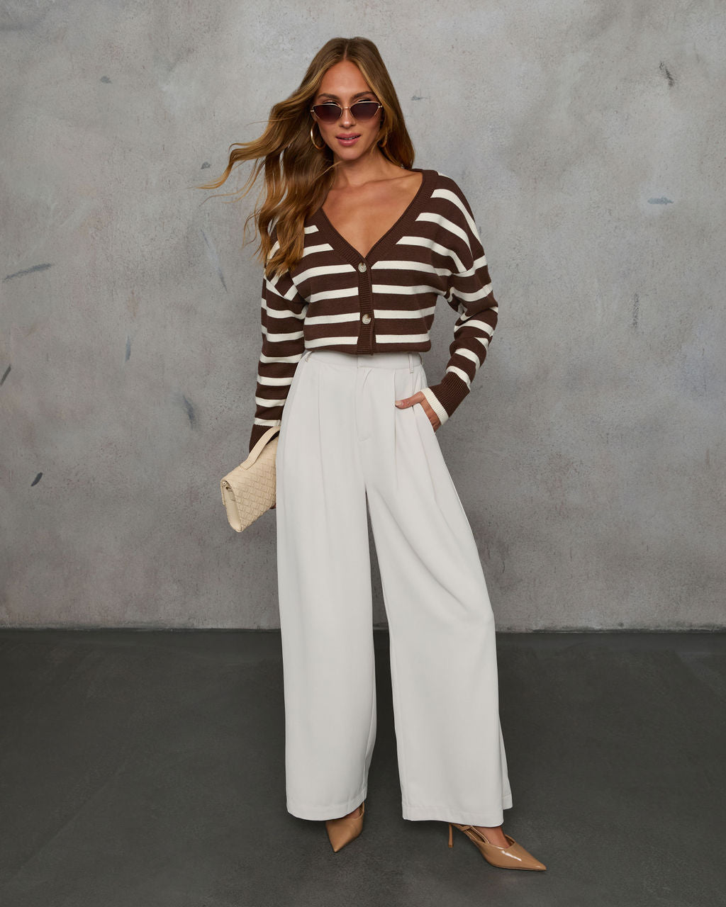 Thinking of You Contrast Striped Cardigan-Matylis