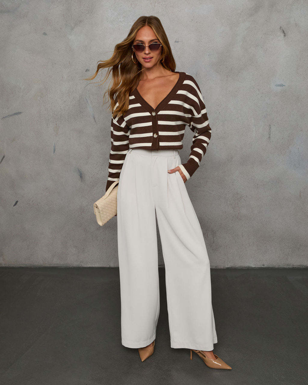 Thinking of You Contrast Striped Cardigan-Matylis