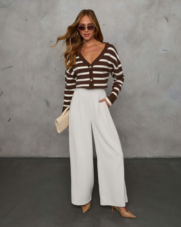 Thinking of You Contrast Striped Cardigan-Matylis