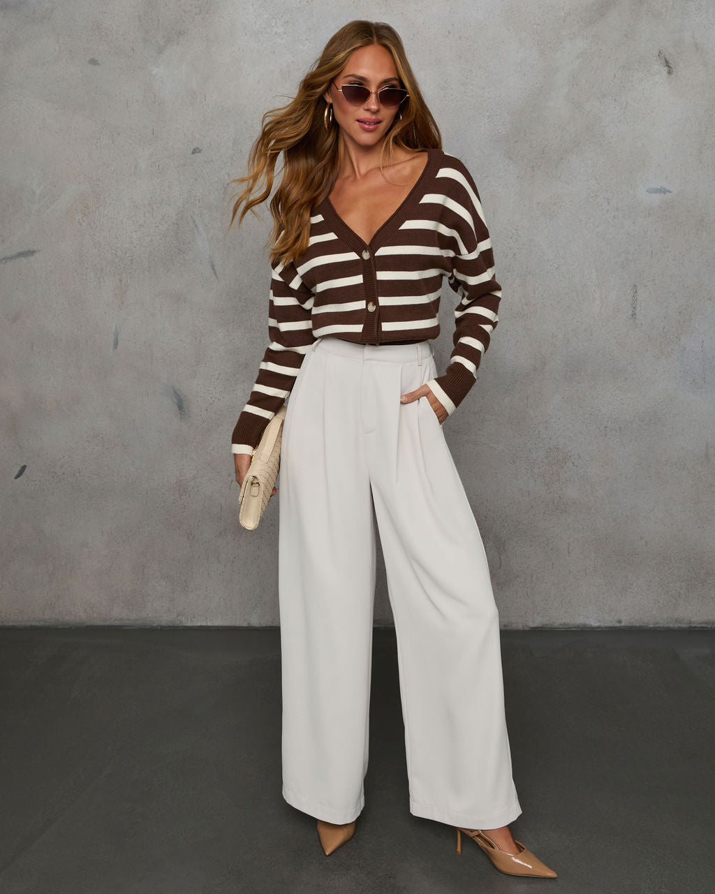 Thinking of You Contrast Striped Cardigan-Matylis