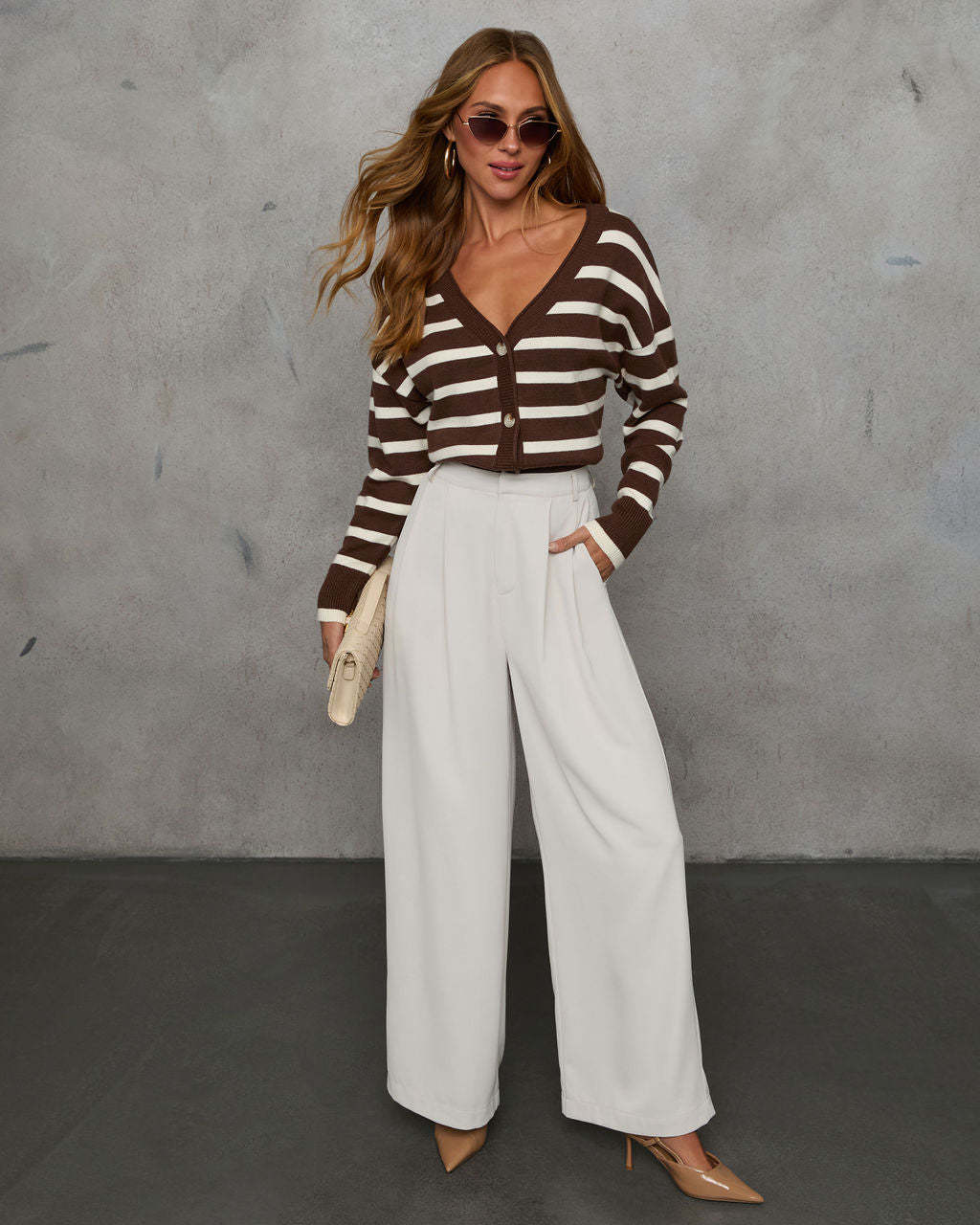 Thinking of You Contrast Striped Cardigan-Matylis