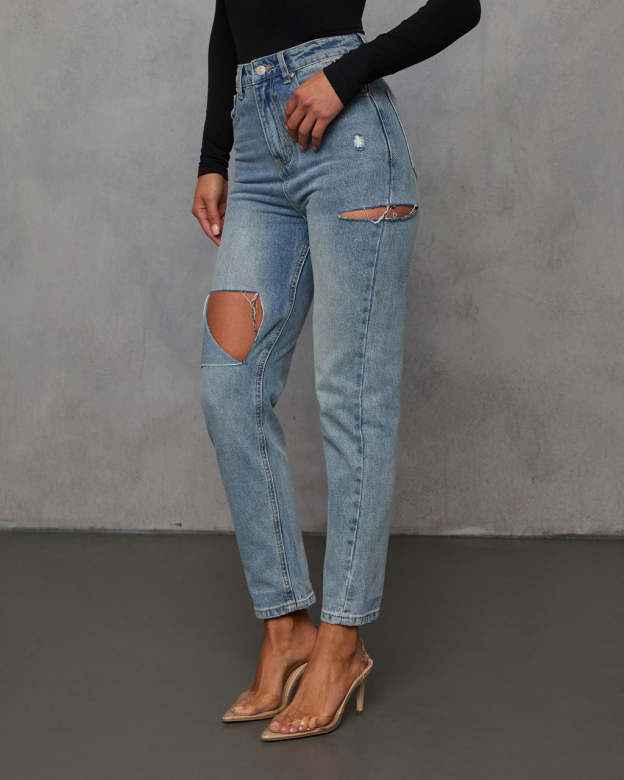 Vara High Distressed Jeans-Matylis
