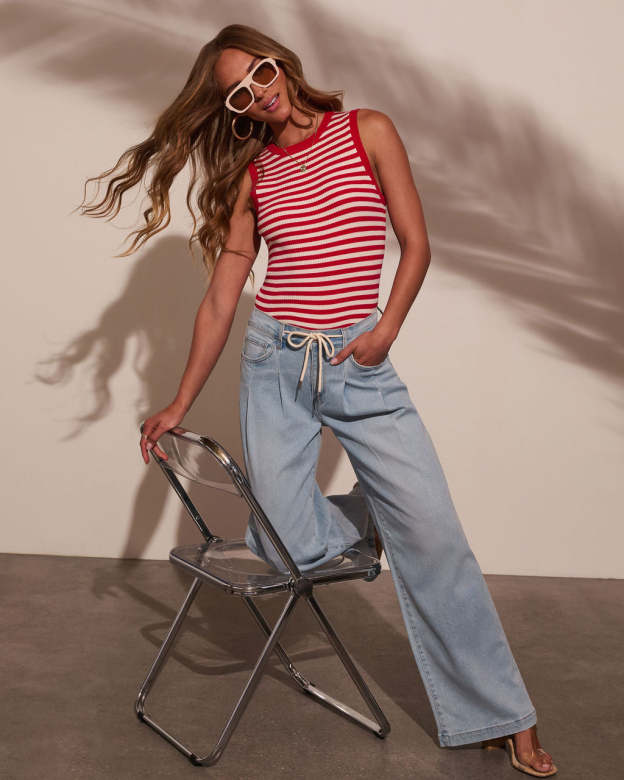 Wanderfolk Drawstring Wide Leg Jeans-Matylis