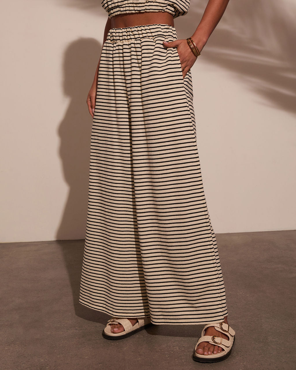 Washed Away Striped Wide Leg Pants-Matylis