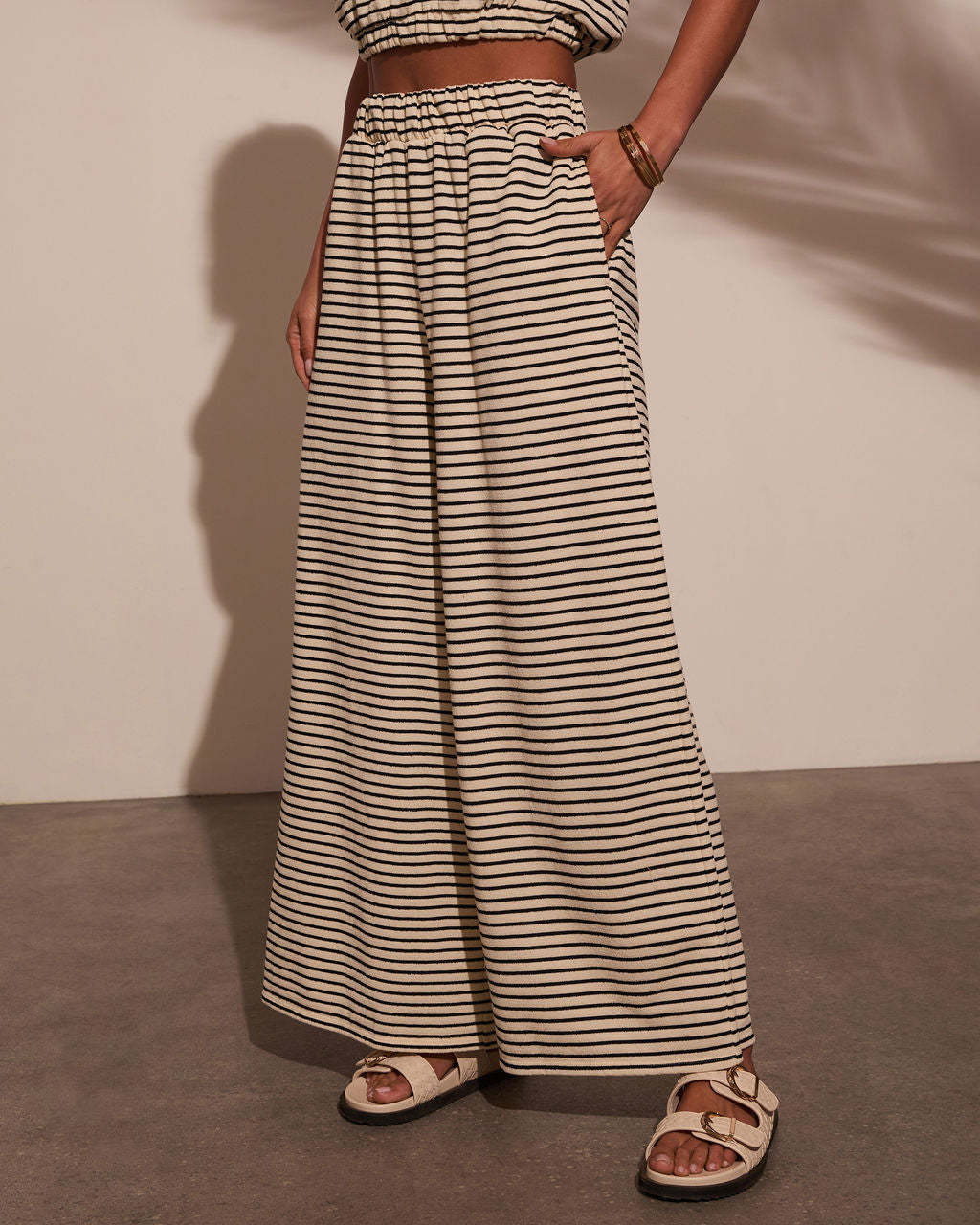 Washed Away Striped Wide Leg Pants-Matylis