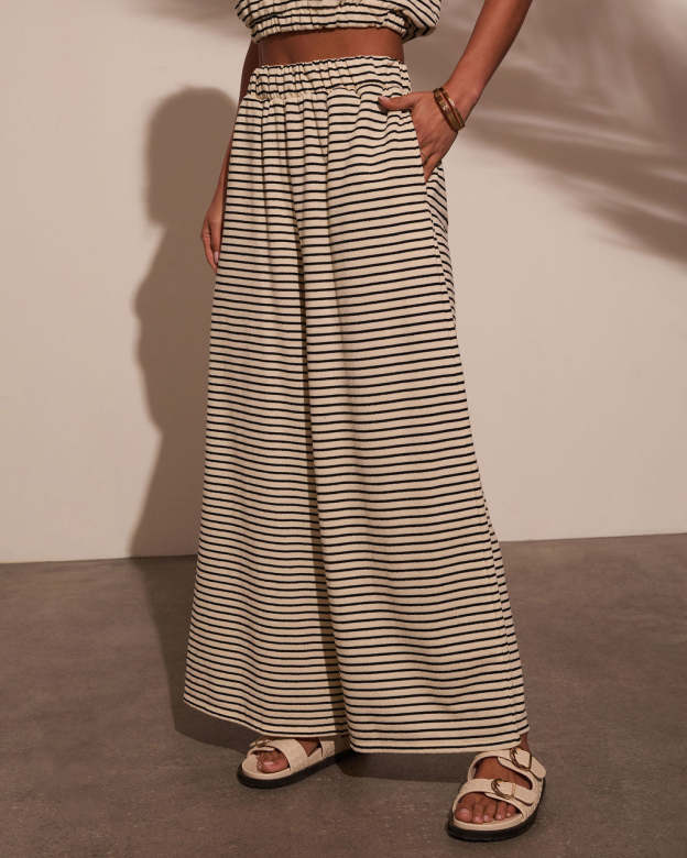 Washed Away Striped Wide Leg Pants-Matylis