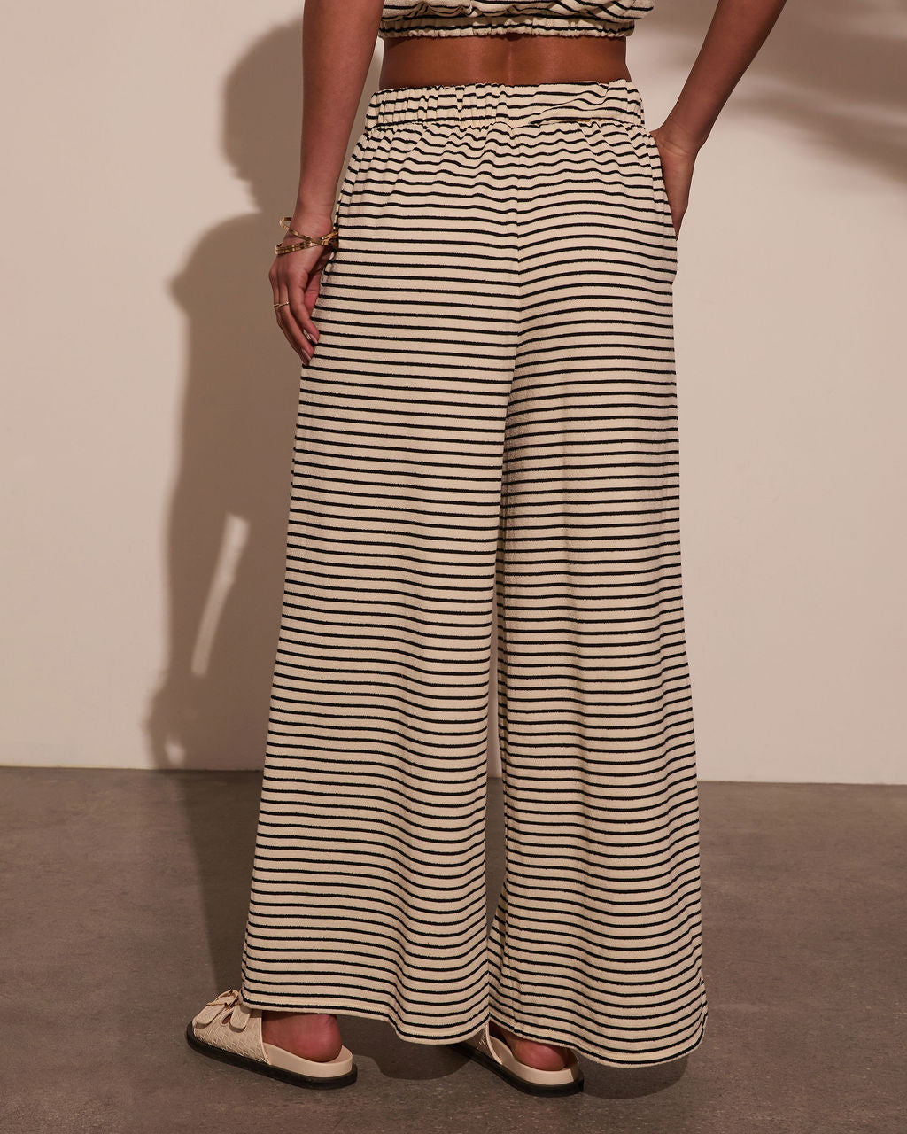 Washed Away Striped Wide Leg Pants-Matylis