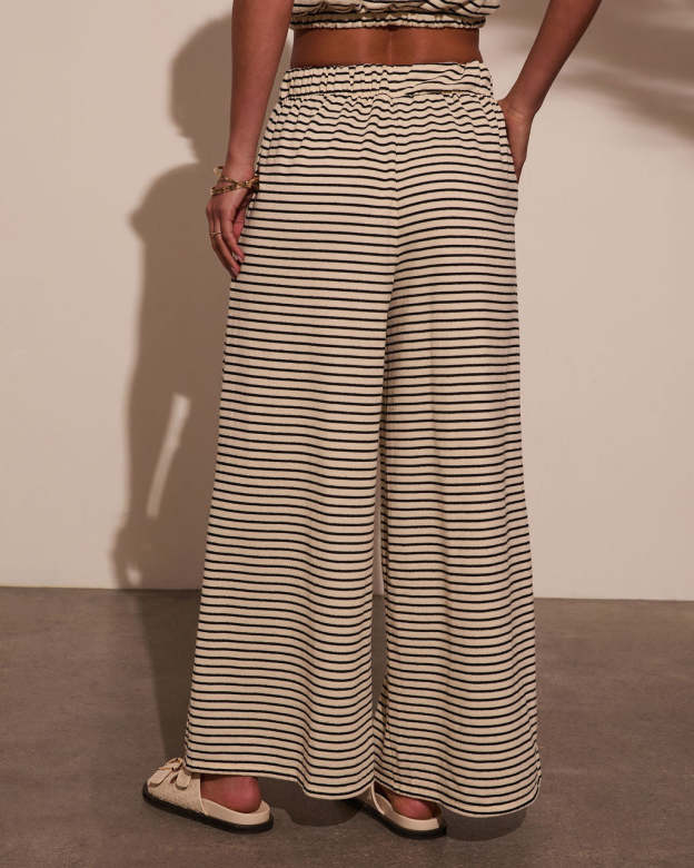 Washed Away Striped Wide Leg Pants-Matylis