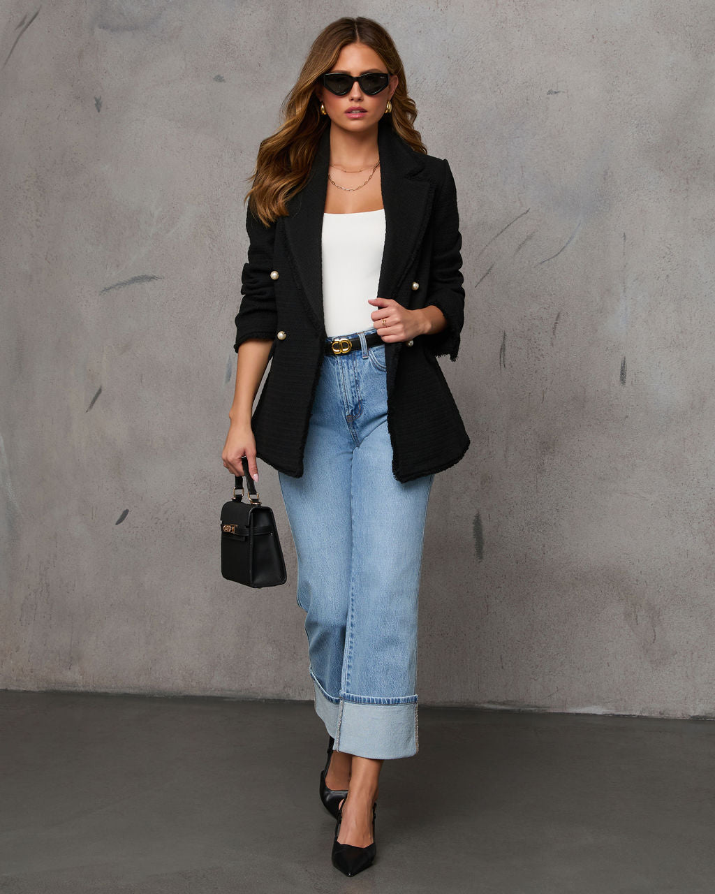 Workwear Icon Frayed Trim Blazer-Matylis