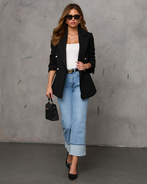 Workwear Icon Frayed Trim Blazer-Matylis