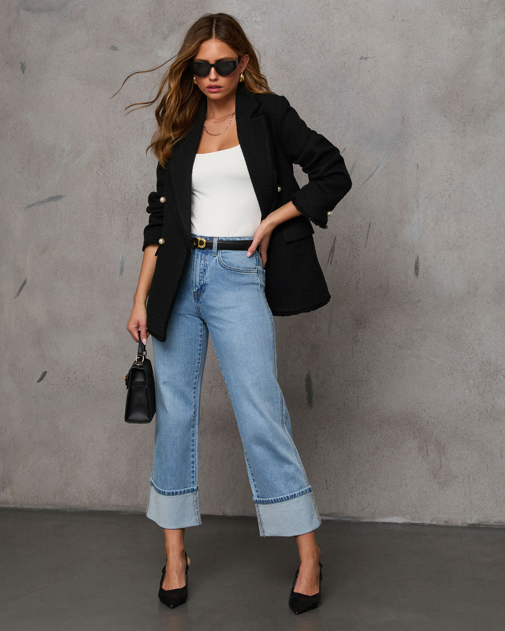 Workwear Icon Frayed Trim Blazer-Matylis
