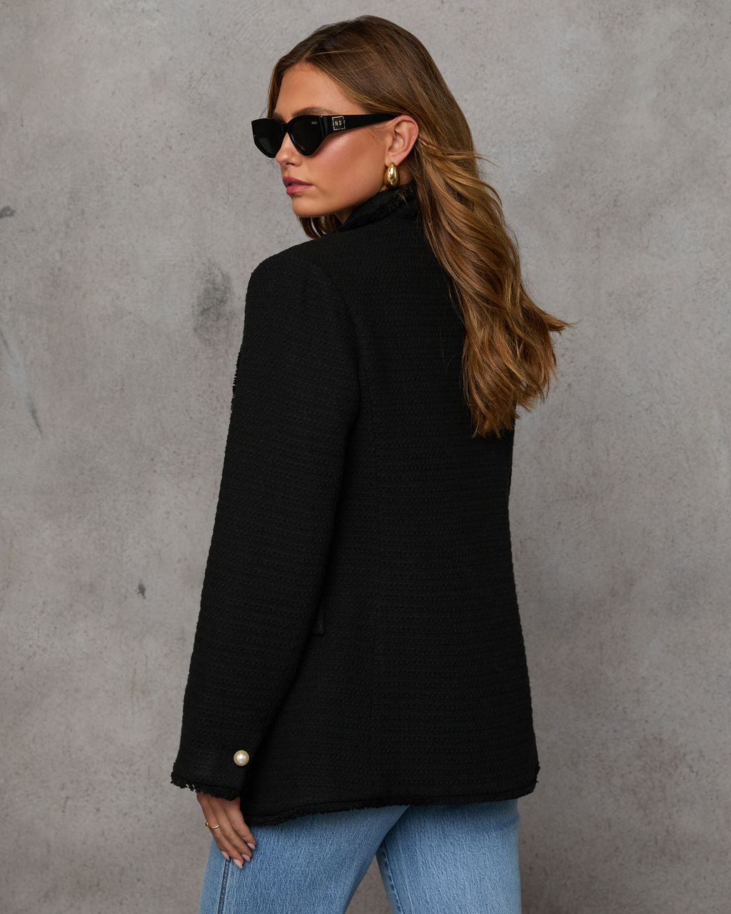 Workwear Icon Frayed Trim Blazer-Matylis
