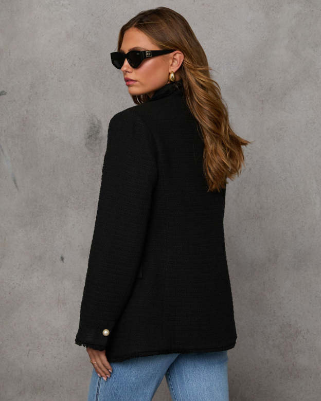 Workwear Icon Frayed Trim Blazer-Matylis