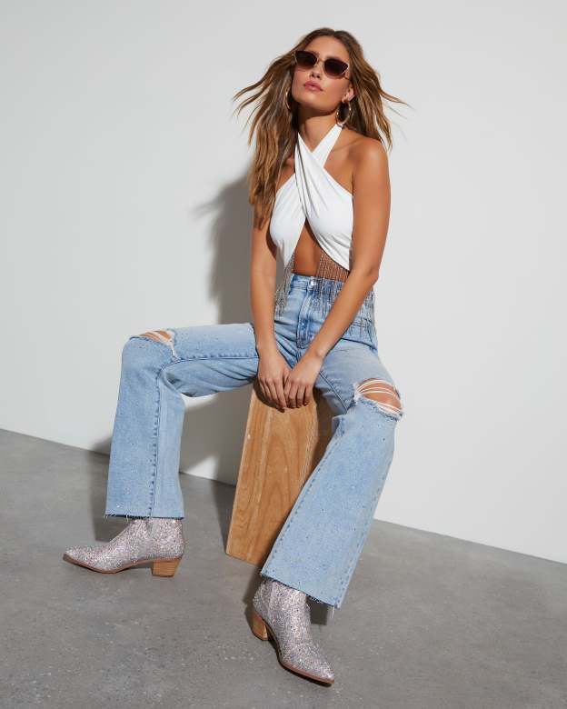 Wilda Icon Diamonte Straight Leg Jeans-Matylis