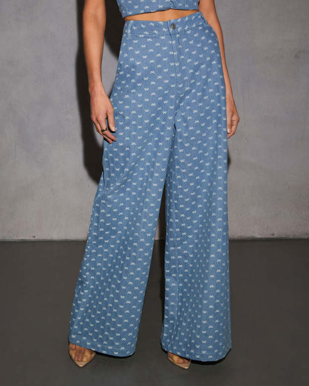 Tied In Love Bow Wide Leg Jeans-Matylis