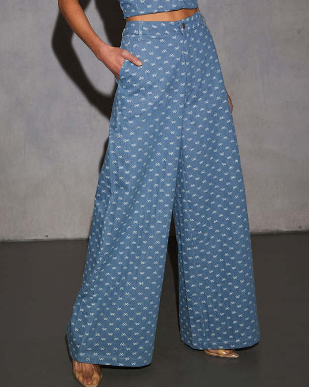 Tied In Love Bow Wide Leg Jeans-Matylis