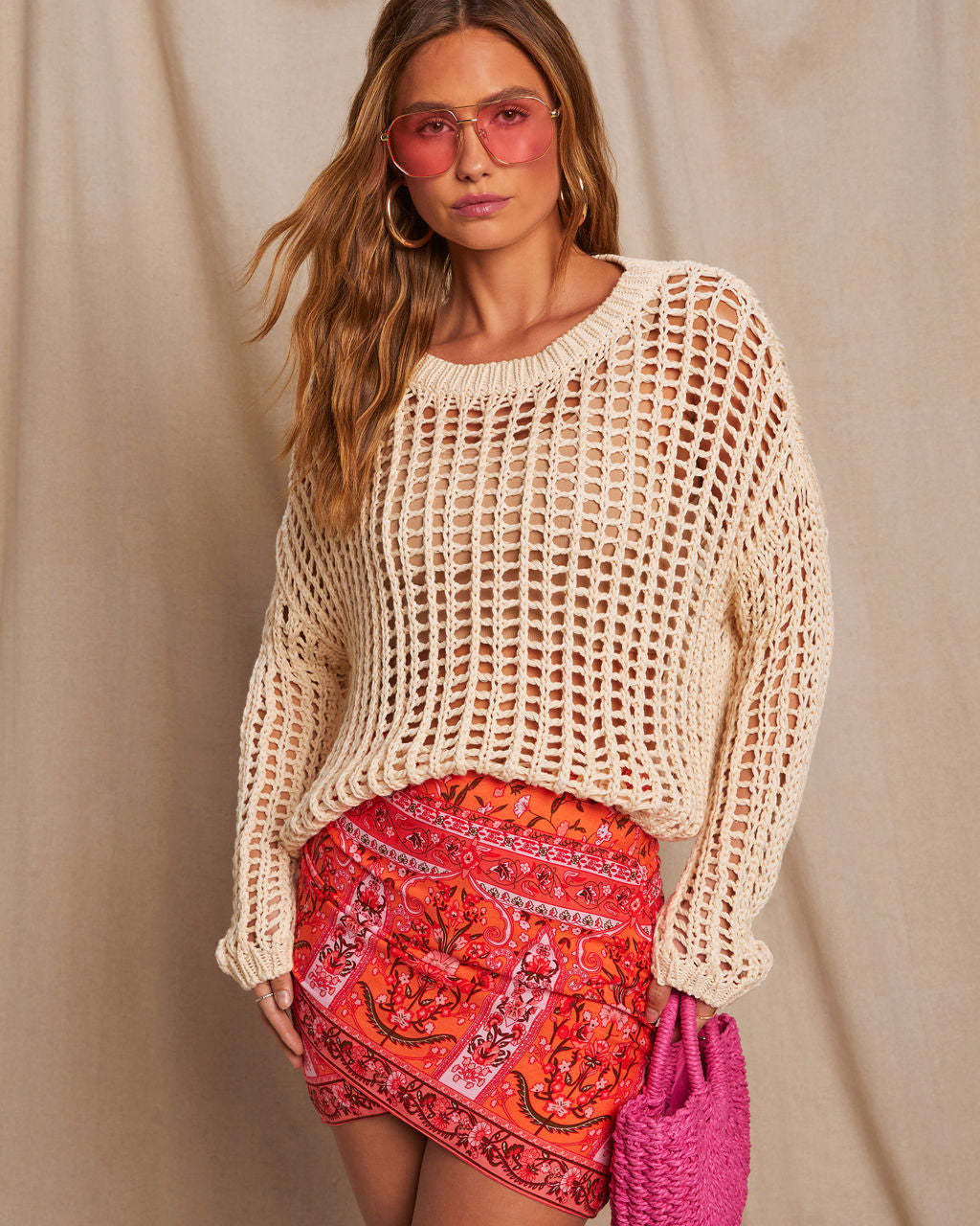 Under The Boardwalk Cotton Crochet Knit Sweater-Matylis