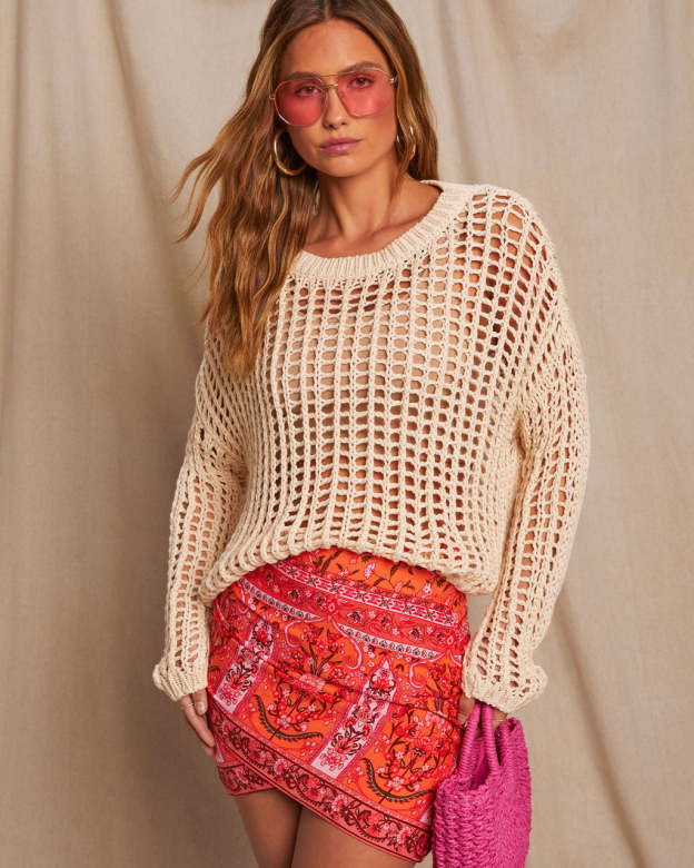 Under The Boardwalk Cotton Crochet Knit Sweater-Matylis