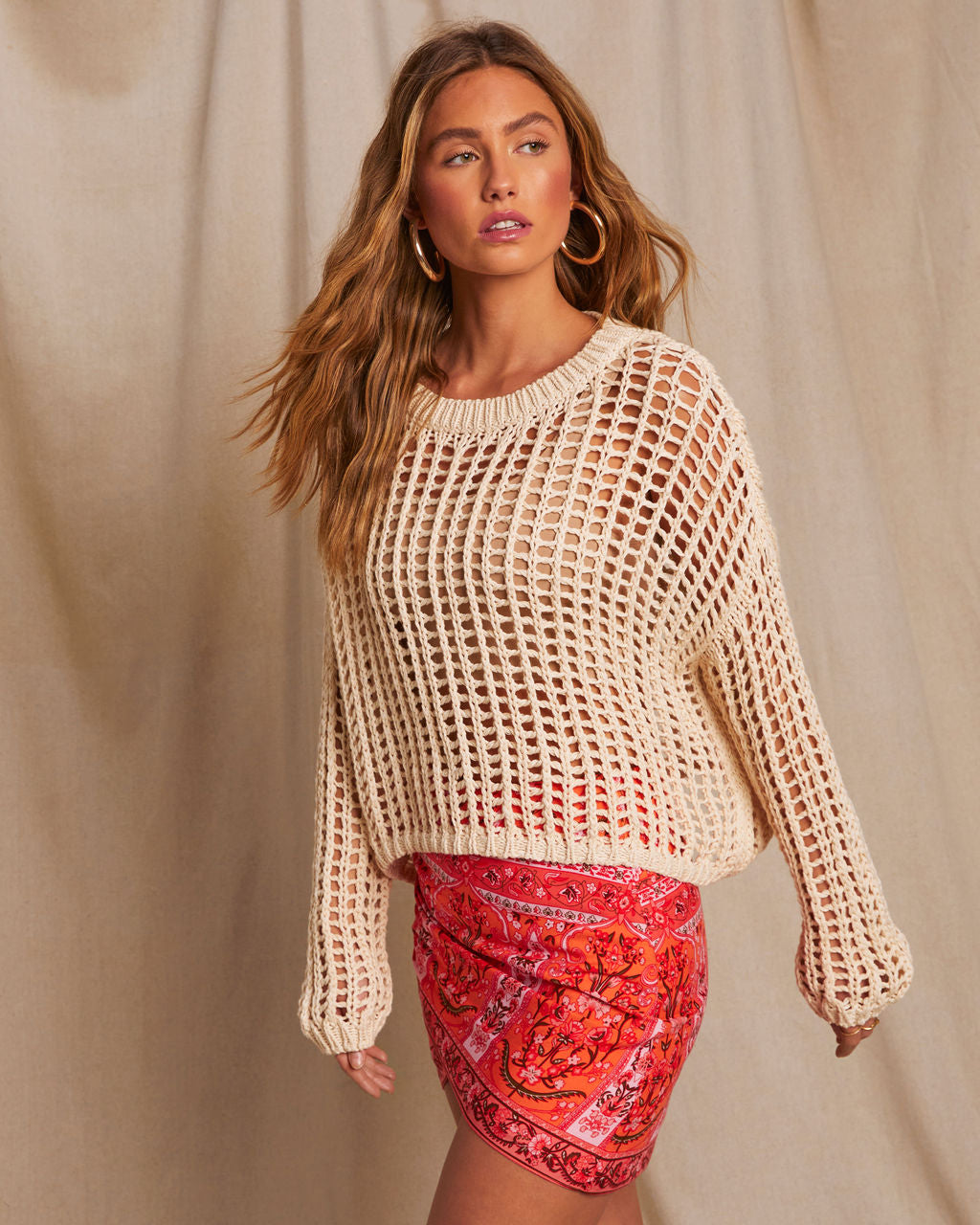 Under The Boardwalk Cotton Crochet Knit Sweater-Matylis