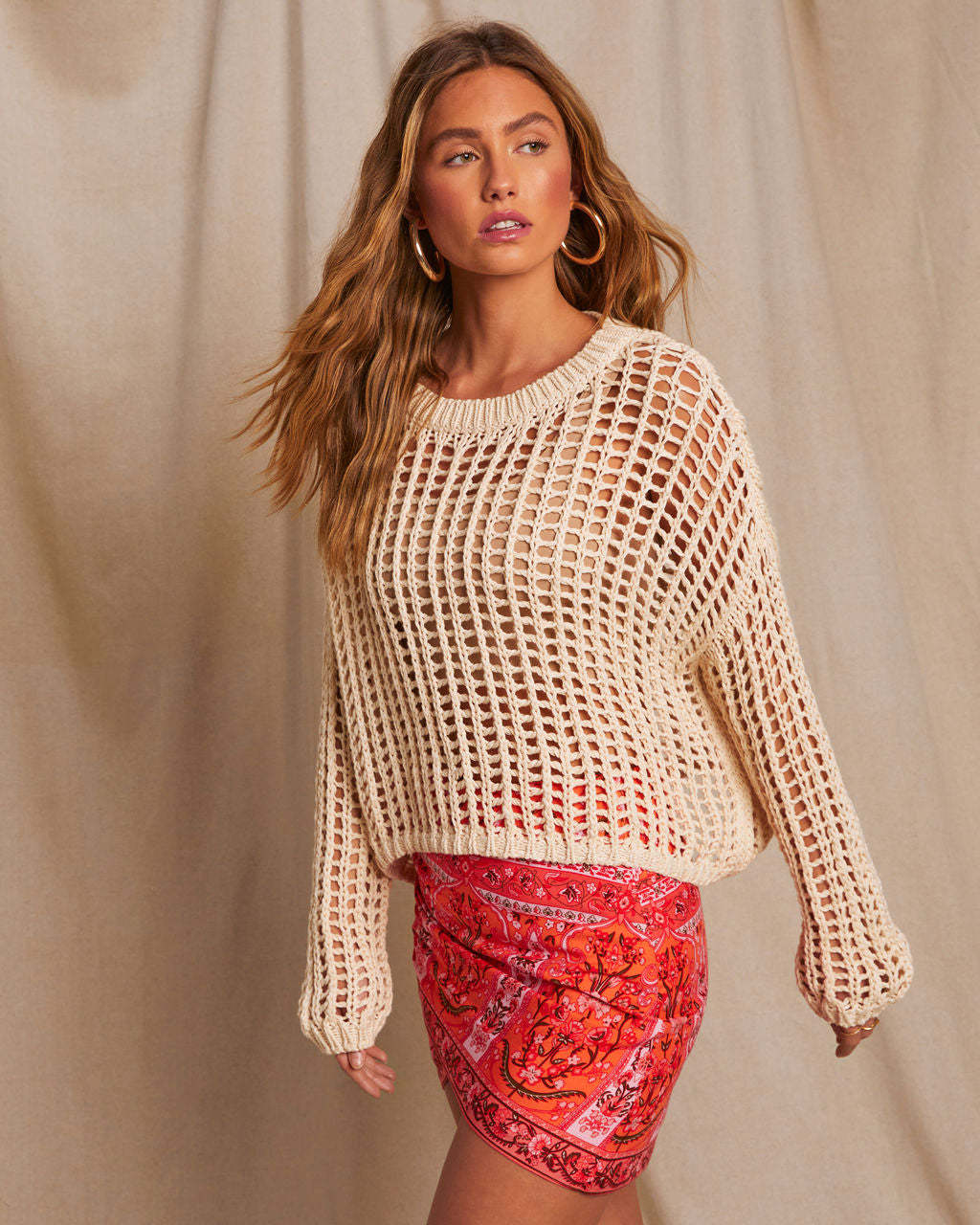 Under The Boardwalk Cotton Crochet Knit Sweater-Matylis