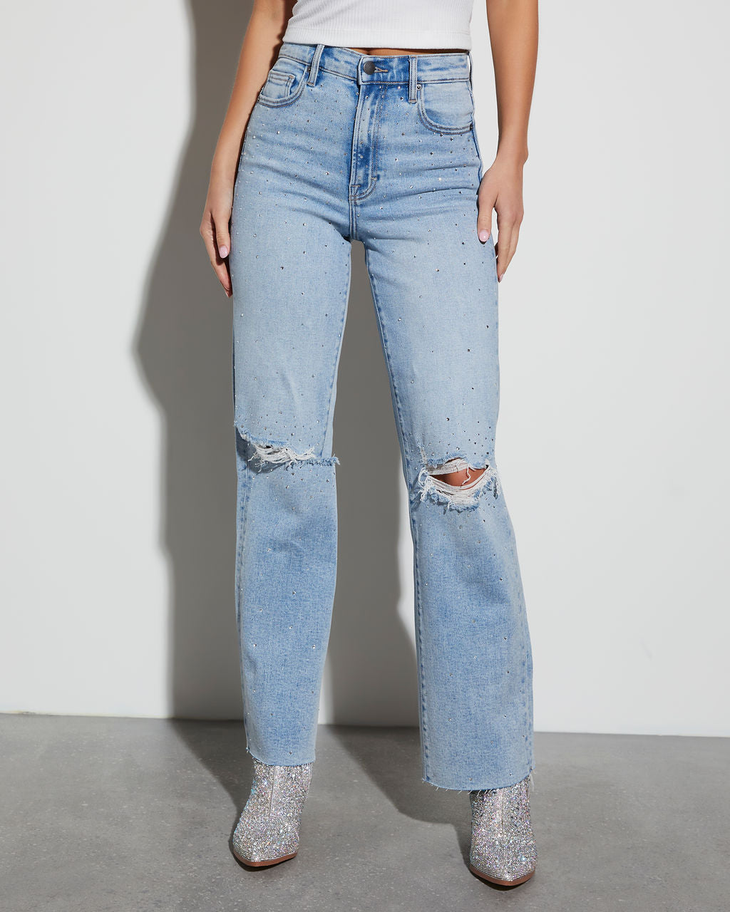 Wilda Icon Diamonte Straight Leg Jeans-Matylis