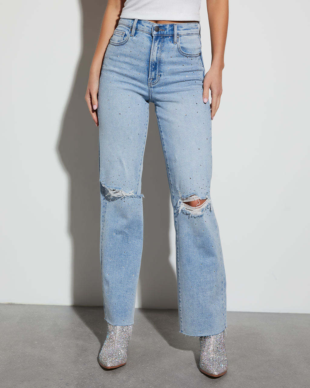 Wilda Icon Diamonte Straight Leg Jeans-Matylis