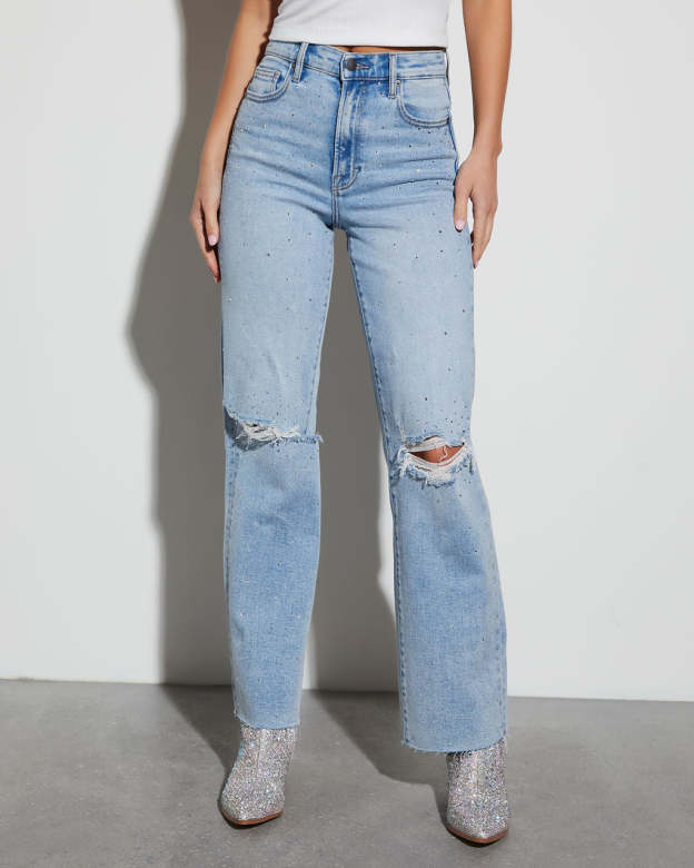 Wilda Icon Diamonte Straight Leg Jeans-Matylis
