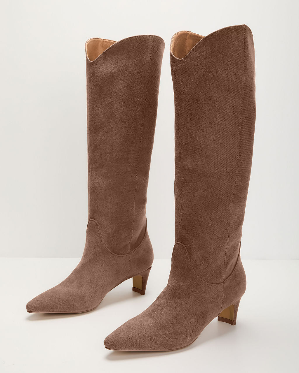 Tread Lightly Kitten Heel Knee High Boots-Matylis