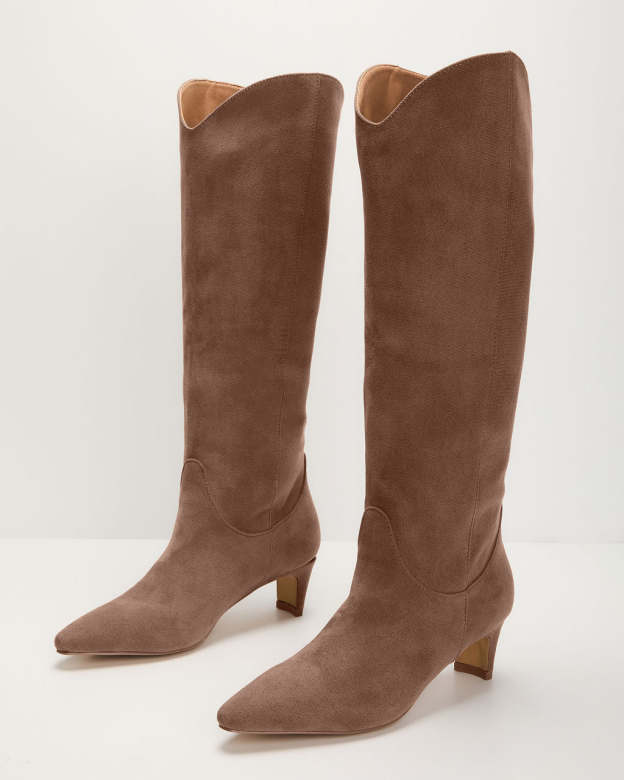 Tread Lightly Kitten Heel Knee High Boots-Matylis