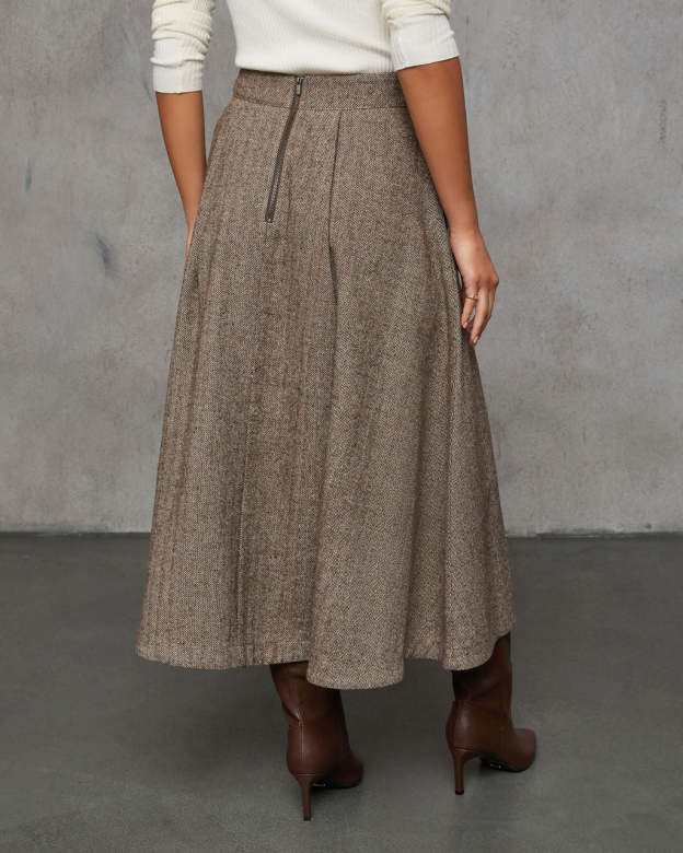Willah Pleated Pocketed Midi Skirt-Matylis
