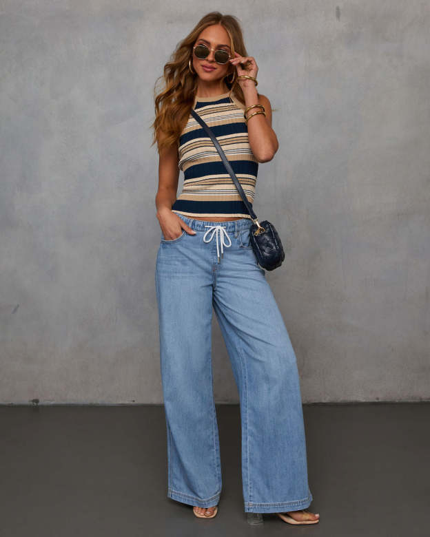 Vibe Check Ribbed Halterneck Sweater Top-Matylis
