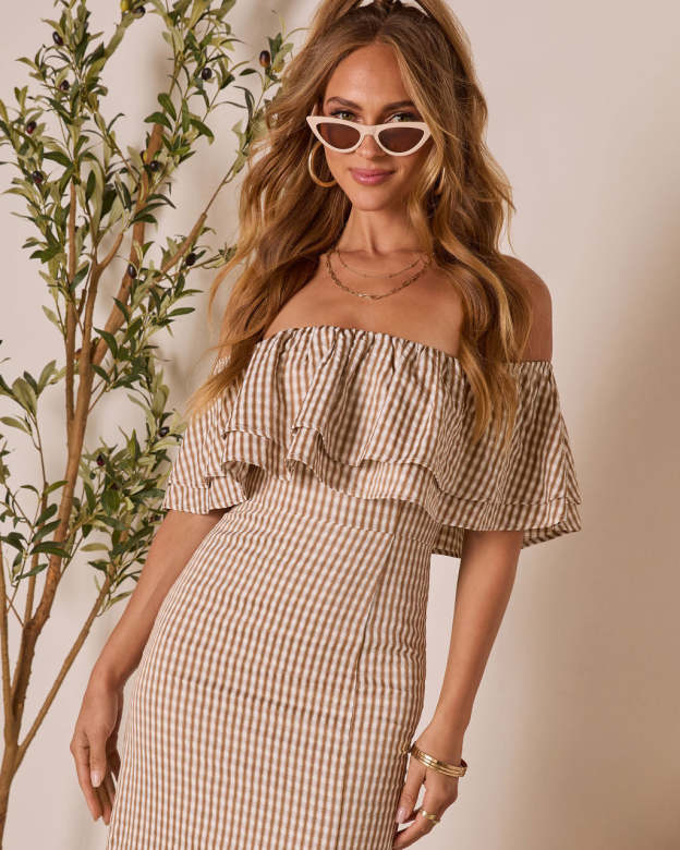 Timeless Beauty Ruffle Off The Shoulder Maxi Dress-Matylis
