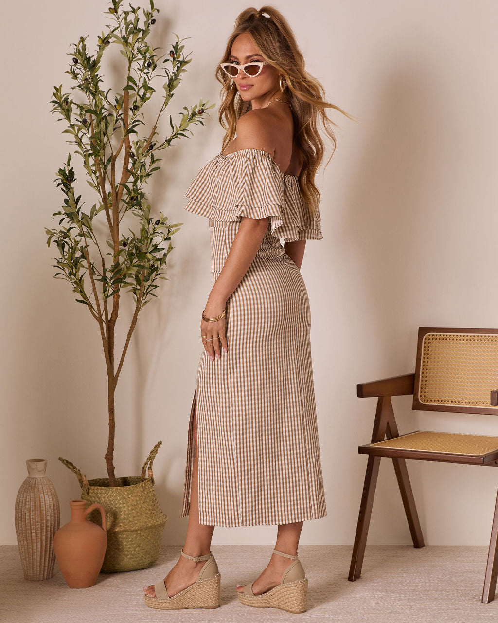 Timeless Beauty Ruffle Off The Shoulder Maxi Dress-Matylis
