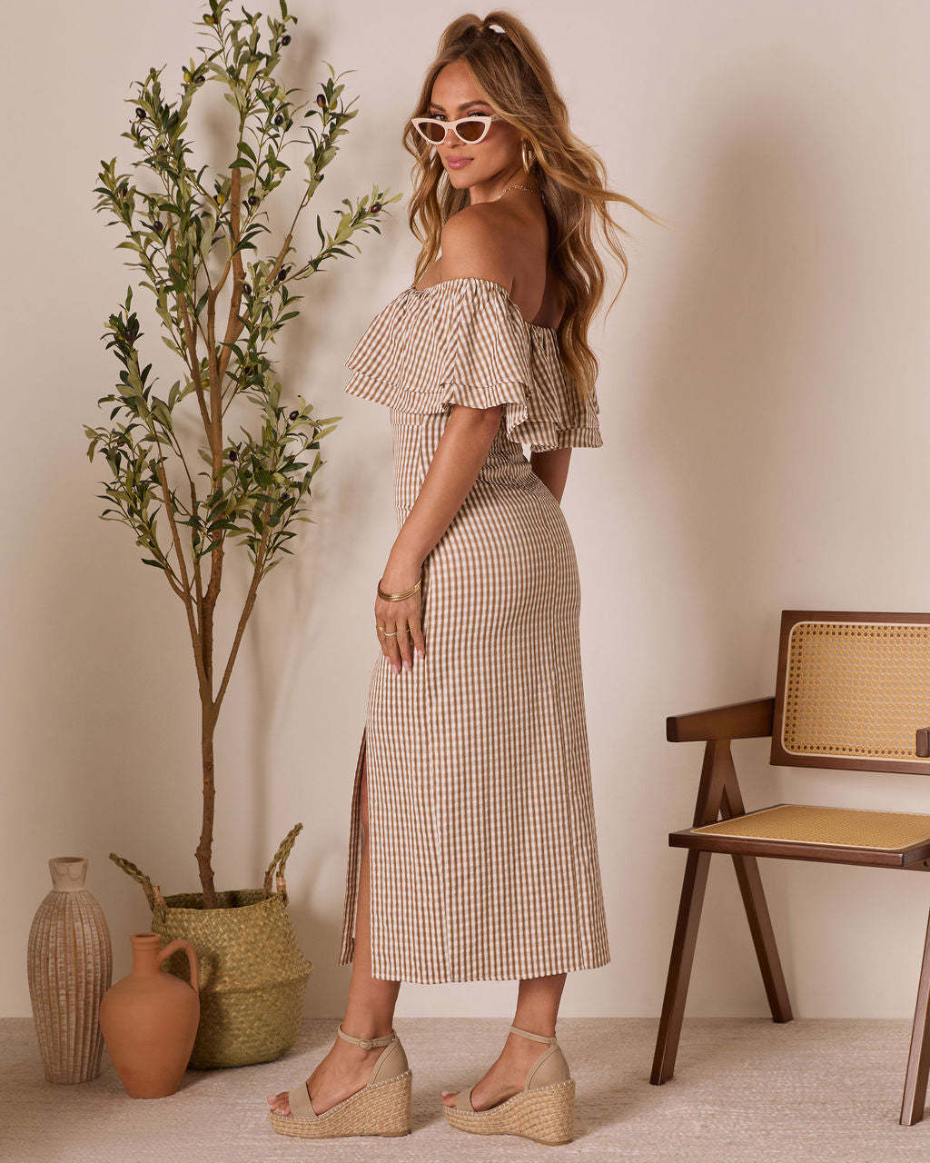 Timeless Beauty Ruffle Off The Shoulder Maxi Dress-Matylis