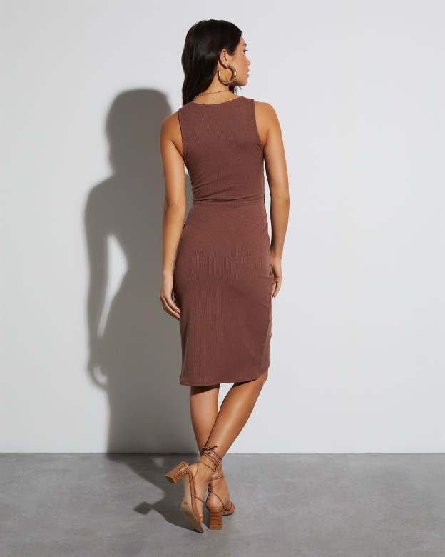 Wilmer Ribbed Front Tie Mini Dress-Matylis