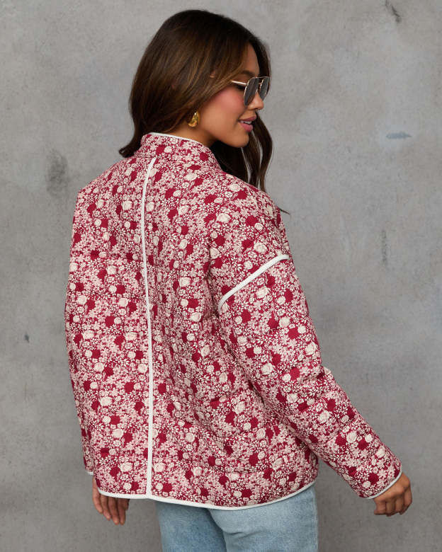 Warm Rose Quilted Zip Up Jacket-Matylis
